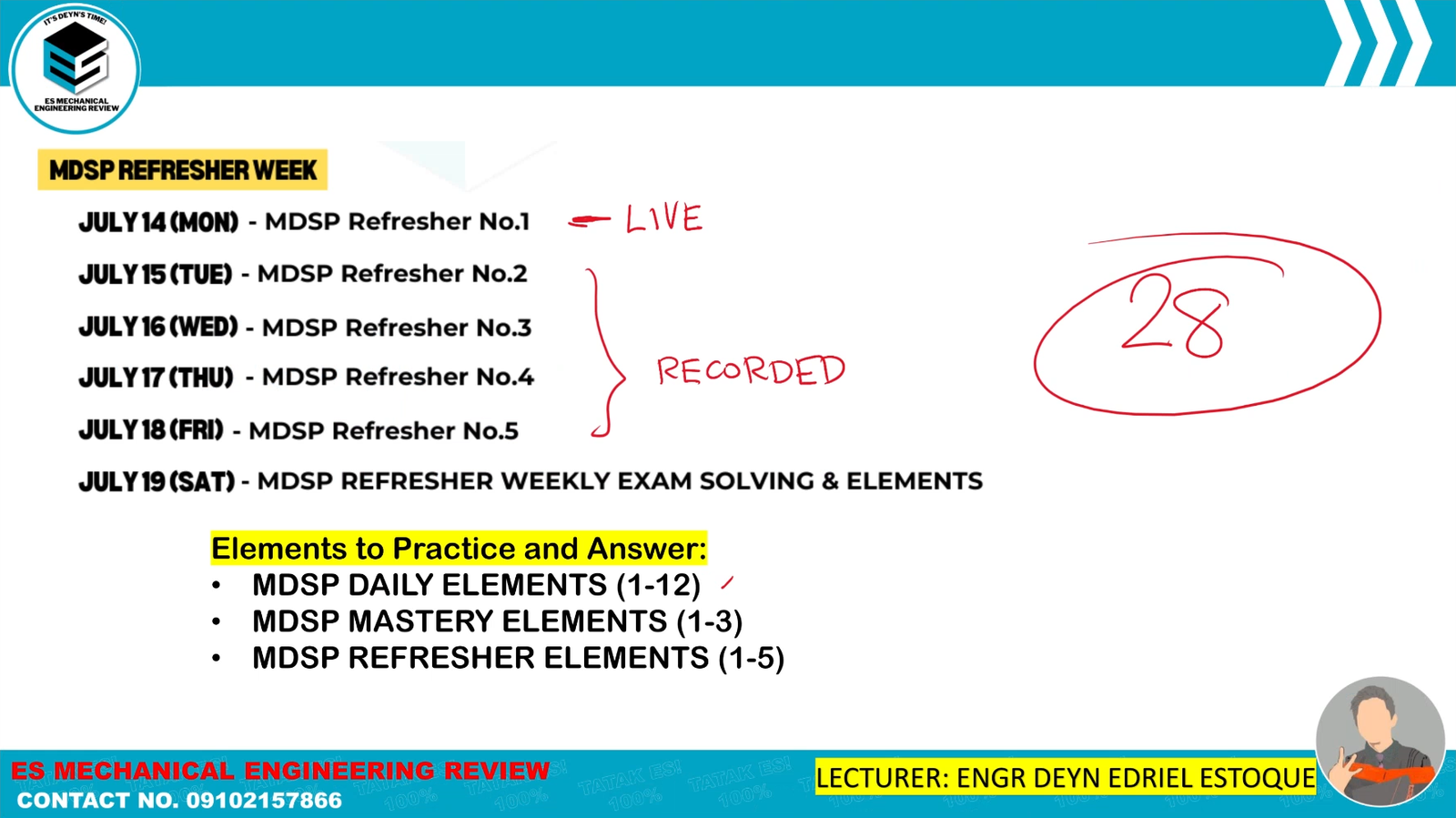 [ES] MDSP Refresher 1 – Part 1 [Code 0825] (Slides) – Review Courses